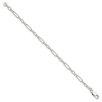 Silver-toned chain bracelet with oval links connected by smaller round links, featuring a small circular loop at one end and a hook clasp at the other.