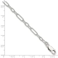 Silver-toned chain necklace with alternating oval and textured links, displayed against a ruler showing approximately 2.5 inches in length, with a lobster clasp at the end.
