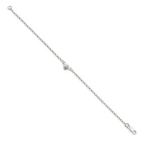 Silver-toned chain bracelet with a small decorative charm or connector in the center and lobster claw clasps at each end.