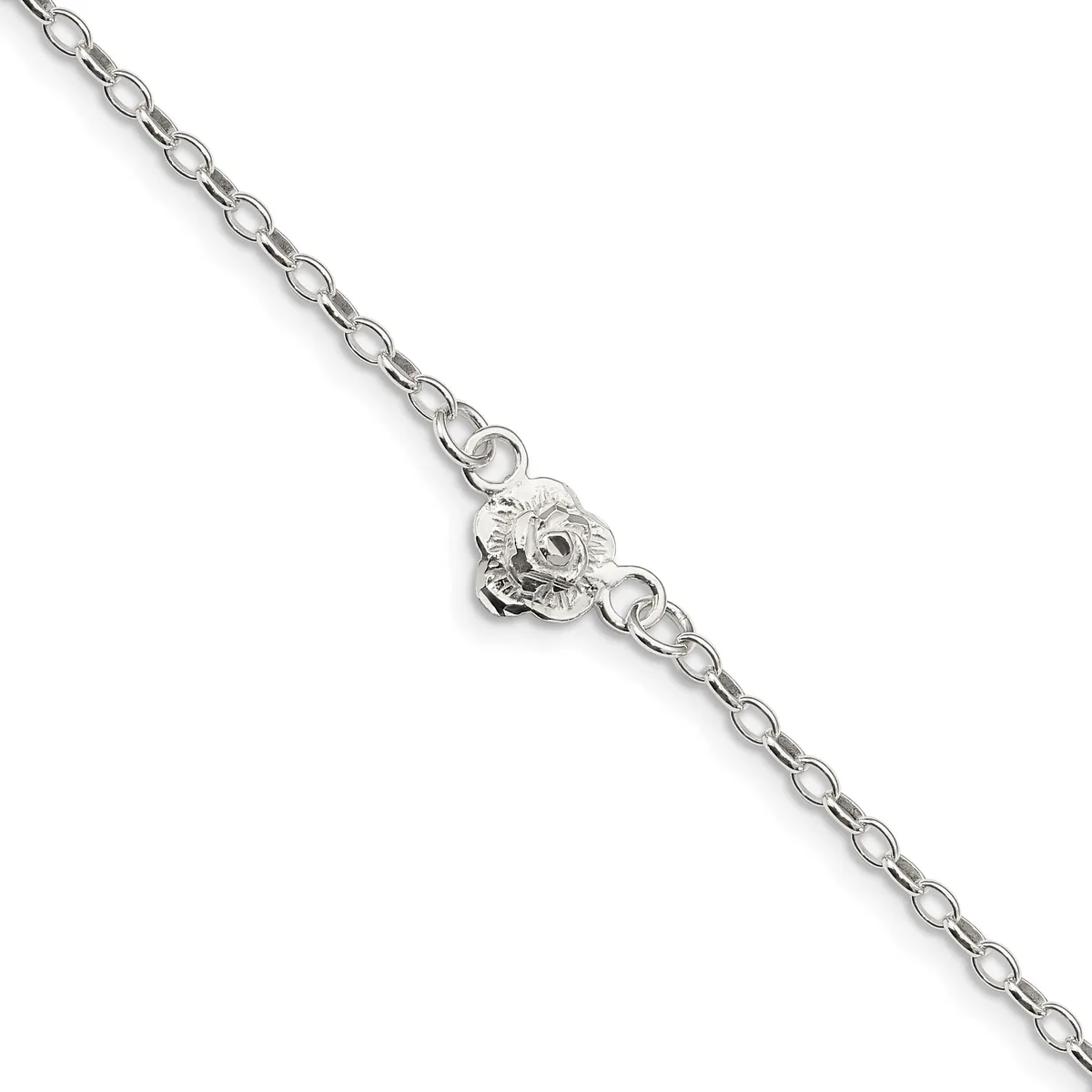 A silver chain bracelet with an oval-shaped charm featuring a detailed owl design centered along the length of the chain.