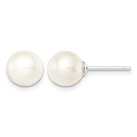 Sterling Silver FWC Round Pearl Post Earrings — 8 to 9 mm (range) · White