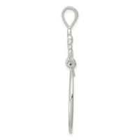 A silver eye hook with a decorative twisted stem and a plain rod below, shown vertically against a white background.