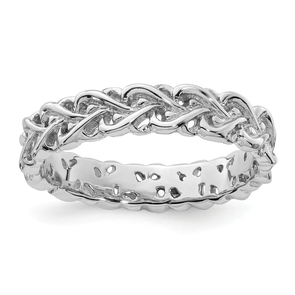 Sterling Silver Intertwined Hearts Eternity Stackable Ring — 10 · Sterling Silver