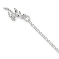 Sterling silver bracelet with a decorative banana charm at one end and an adjustable chain with lobster clasp closure.