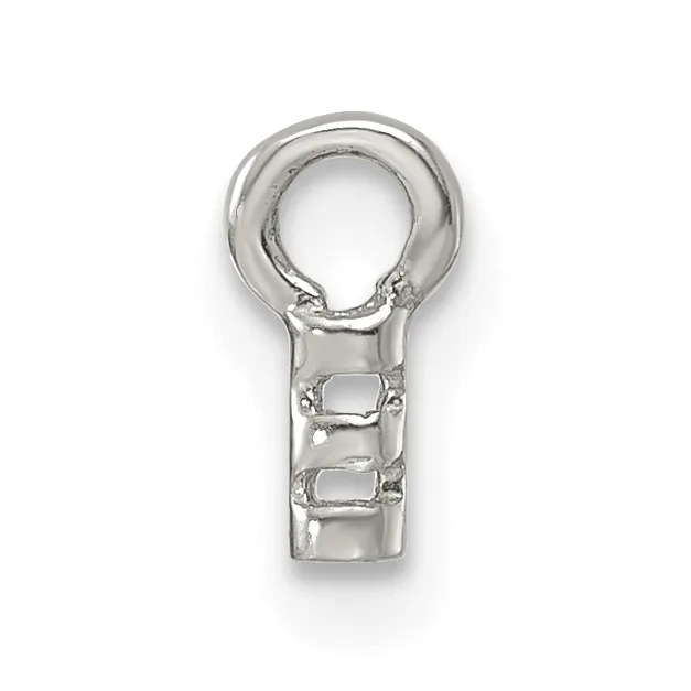 A silver-toned metal ring connector with a large circular loop at the top and a rectangular shaft below featuring two small rectangular cutouts.