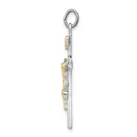 A two-tone pendant charm featuring a small train or locomotive design in silver and gold, suspended from an oval loop bail.