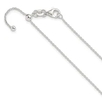 Sterling silver chain necklace with lobster claw clasp and adjustable ball ends, displayed against a white background.