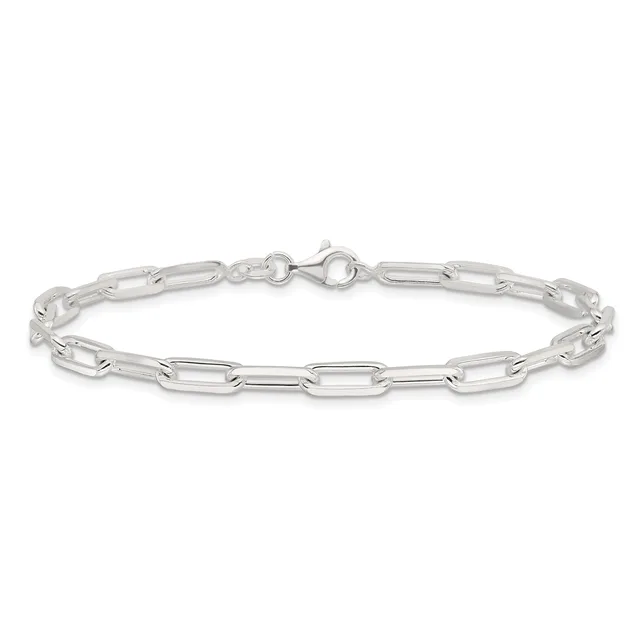 A silver paperclip-style link bracelet with a polished finish and spring ring clasp, displayed against a white background.