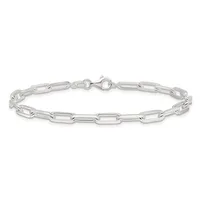 A silver paperclip-style link bracelet with a polished finish and spring ring clasp, displayed against a white background.