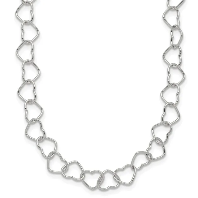 Sterling Silver Polished 5mm Fancy Heart Link 7 inch Bracelet — 18 · Sterling Silver · 6 mm
