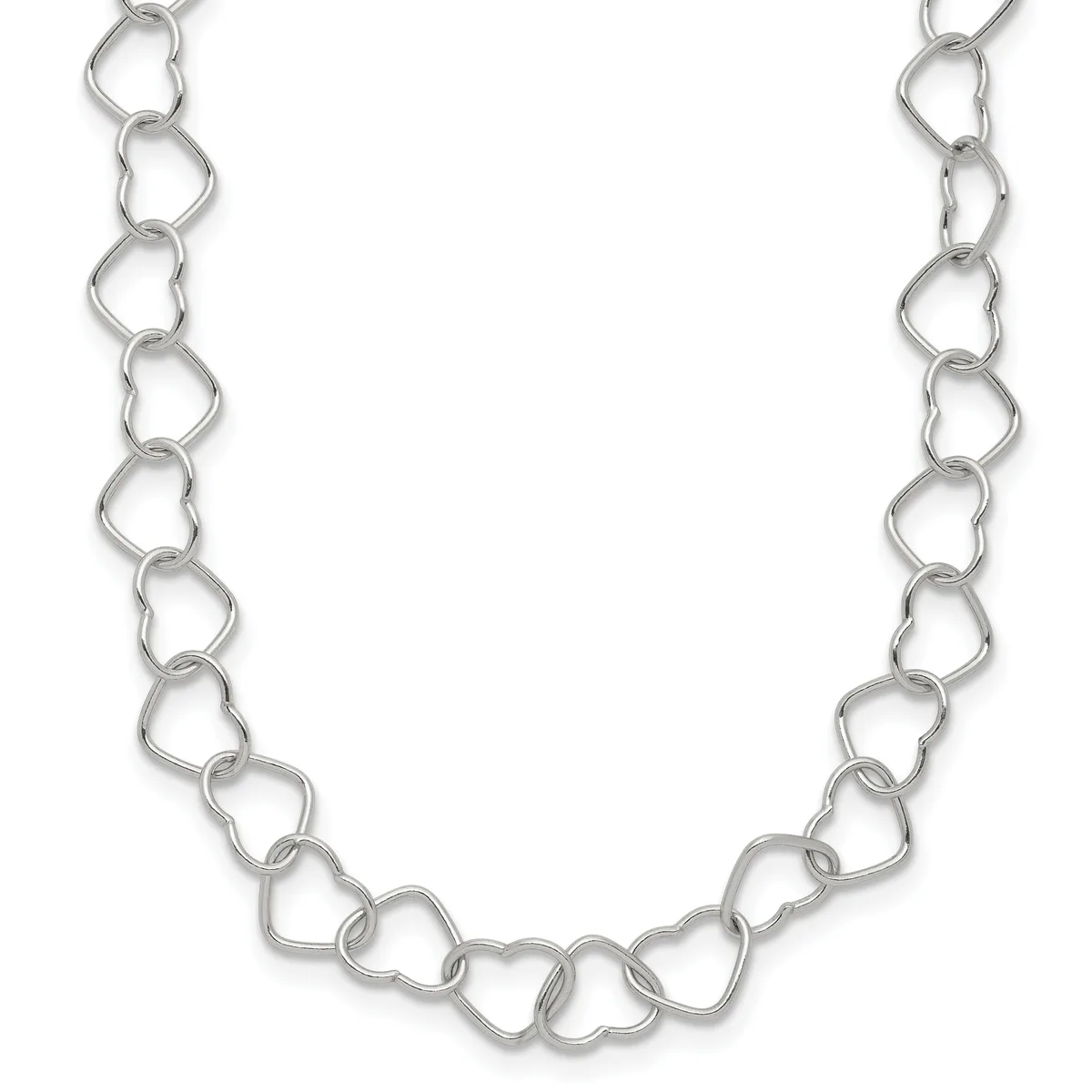 Sterling Silver Polished 5mm Fancy Heart Link 7 inch Bracelet — 18 · Sterling Silver · 6 mm