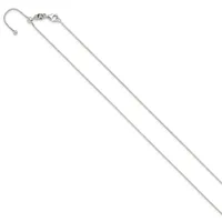 A silver-toned chain necklace with a lobster claw clasp and an adjustable ball chain extender on a white background.