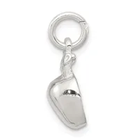 A silver acorn charm with a jump ring at the top, shown suspended against a white background.