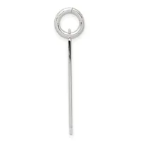 A silver-toned stirring rod or cocktail pick with a circular loop handle at the top and a long thin shaft extending downward.