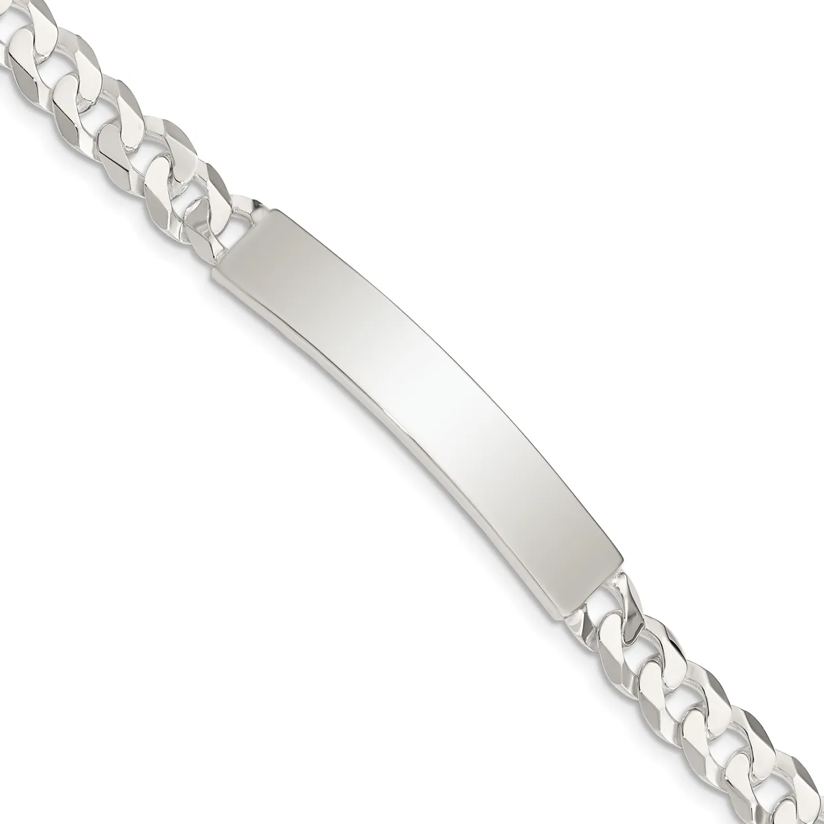 Sterling Silver Polished Engravable Curb Link 45x7.5mm Plate 7.5 inch ID Bracelet — 7.5 · Sterling Silver