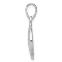 A polished silver teardrop-shaped pendant with a small loop at the top for hanging.