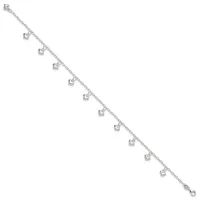 Silver-tone chain bracelet with eleven small square charms evenly spaced along its length, shown against a white background.