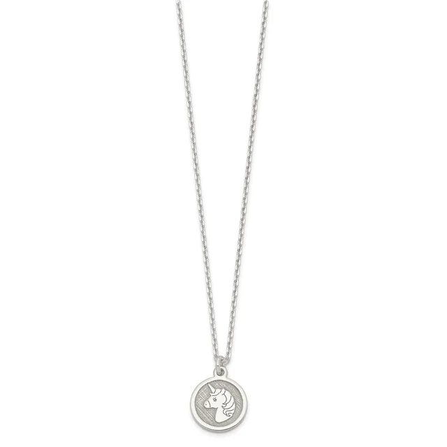 Silver pendant necklace featuring a circular charm with an engraved bird design, suspended from a delicate chain.