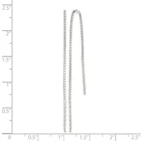 Two silver chain earrings with loop tops displayed against a ruler showing measurements up to 2.5 inches in length.