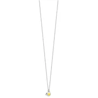 Silver chain necklace with a small yellow and white enamel duck pendant hanging from the center.