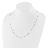 A silver snake chain necklace displayed on a white mannequin bust against a white background.