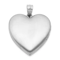 A polished silver heart-shaped locket pendant with a bail attachment at the top, shown against a white background.