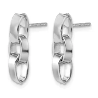 A pair of silver chunky chain link earrings with post and clutch backs, shown from the front against a white background.