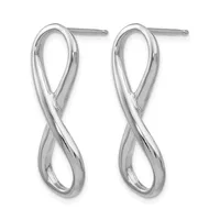 A pair of silver twisted loop earrings with post and clutch backs, shown against a white background.