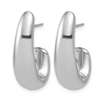 A pair of polished silver chunky hoop earrings with a smooth curved teardrop shape and post backs, shown from the front.