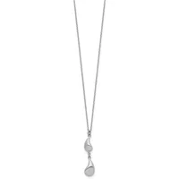 Silver-toned pendant necklace with two teardrop-shaped charms hanging from a delicate chain.