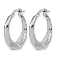 Pair of polished silver hoop earrings with a squared oval shape and chunky profile, shown from the front against a white background.