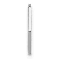 A silver-colored stylus pen with a rounded clip at the top and a tapered lower section, shown vertically against a white background.