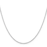 A delicate silver-toned chain necklace with small oval links, displayed against a white background.