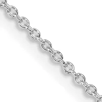 A polished silver chain with oval links extends diagonally across a white background.