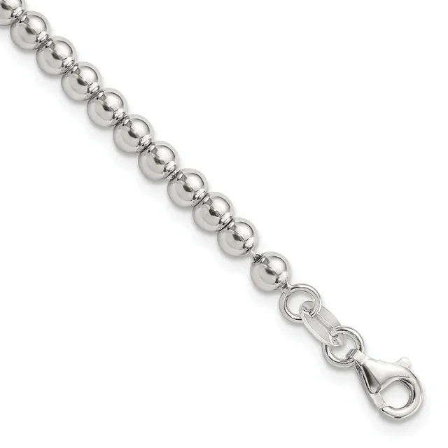 Silver-toned ball chain bracelet with round beads connected by wire links, featuring a lobster claw clasp at one end.