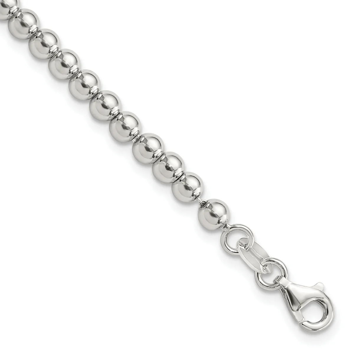Silver-toned ball chain bracelet with round beads connected by wire links, featuring a lobster claw clasp at one end.