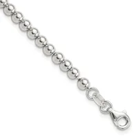 Silver-toned ball chain bracelet with round beads connected by wire links, featuring a lobster claw clasp at one end.