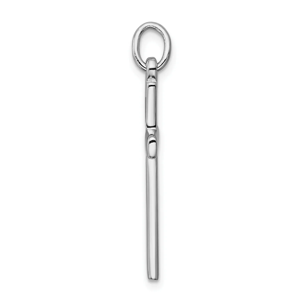 A silver-toned metal eye hook with a long shaft and oval loop at the top, shown against a white background.