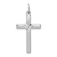 Silver cross pendant with polished finish and decorative star detail at the center intersection, suspended from a loop bail.