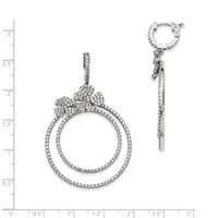 Two diamond earrings with double circular drop pendants and small decorative tops, displayed against a measurement scale showing approximately 3 inches in length.