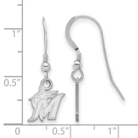 Two silver-toned fish-shaped dangle earrings with hook closures, shown next to a ruler measuring approximately one inch in length.