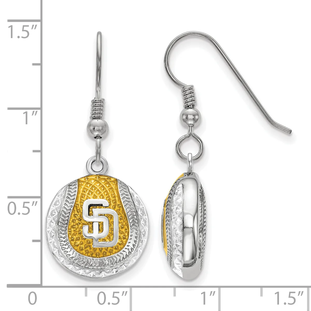 Pair of two-tone drop earrings featuring an oval pendant with gold textured center displaying a white "S" initial, surrounded by silver beaded border, suspended from silver fishhook wires with beaded connectors.