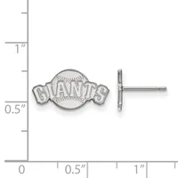 Silver baseball-themed stud earrings with "GIANTS" text on circular baseball motif, shown next to ruler for scale.