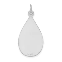A polished teardrop-shaped silver pendant with a loop and bail at the top, displayed against a white background.
