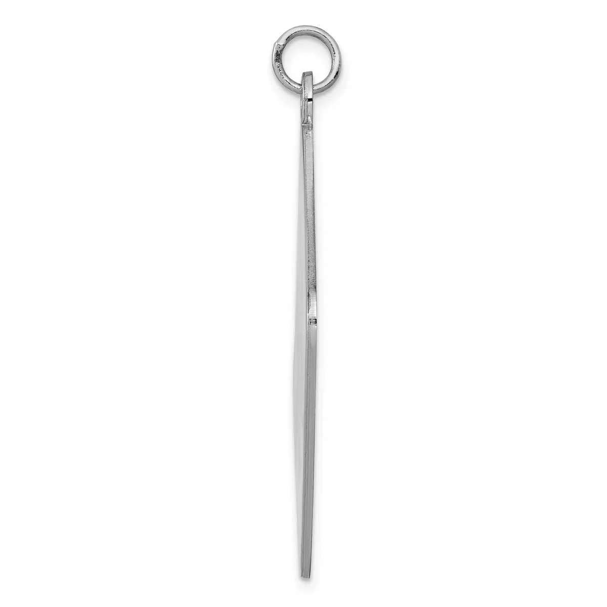 A long, slender silver metal rod with a small loop at the top, shown vertically against a white background.