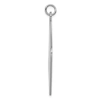 A long, slender silver metal rod with a small loop at the top, shown vertically against a white background.