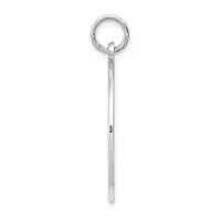 A long sterling silver stick pendant with a polished finish hanging from a small round loop against a white background.
