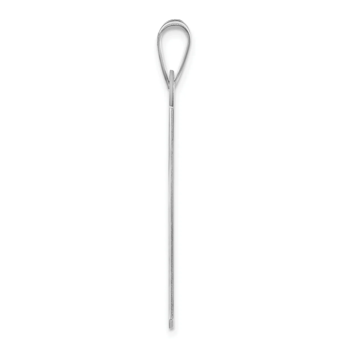 A long thin metal skewer with a closed loop handle at the top end, shown against a white background.