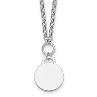 Silver-toned chain necklace with a plain circular pendant hanging from a small ring connector.