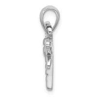 A silver-toned metal clasp pendant with an oval loop at the top and a decorative rectangular connector piece below, displayed against a white background.